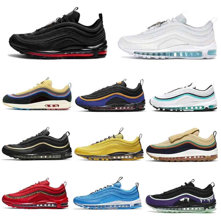 

Running Shoes 97S Trainers Sports Sneakers Red Black Triple White Reflective Bred Game Royal Bullet Silver Aurora New 97 Og Classic Men Women Zoom Size 36-45, 21