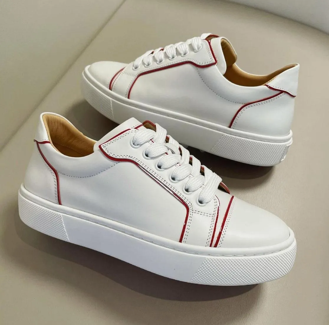 

with box 2023 designer christians red-bottoms shoes Dress Shoes sed Christians White Leathers Casual Shoes Rubber Men 'S Vieirissima Jun zXj