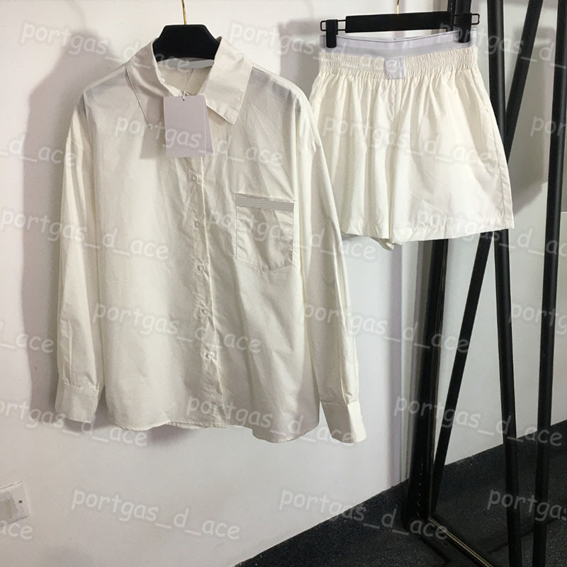 

Luxury Women T Shirt Shorts Set Designer Blouse High Waist Webbing Shorts Girl Ladies White Blue Set, Blue with label #0428