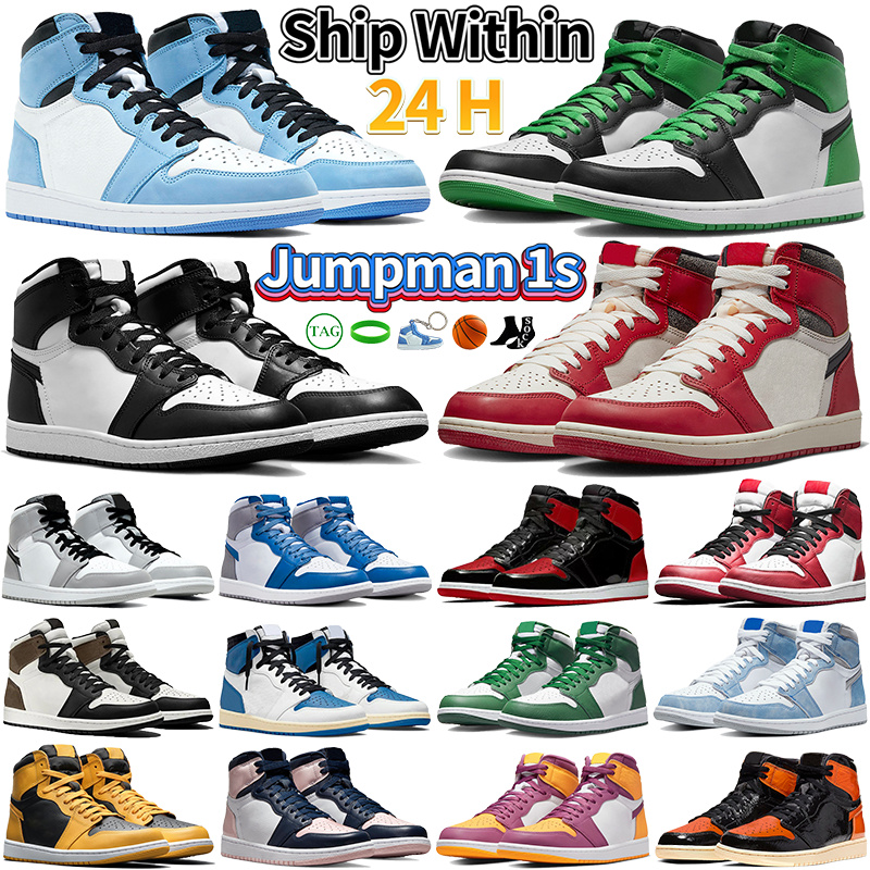 

1s high OG basketball shoes jumpman 1 men women sneaker Black White Dark Mocha University Blue Chicago Lost and Found Lucky Green Light Smoke Grey womens mens trainers, #7- chicago lost and found