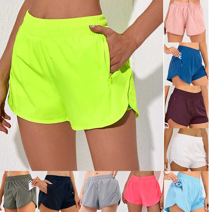 

Women Yoga Outfits Short Lined Running Shorts With Zipper Pocket Gym Ladies Casual Sportswear For Girls Exercise Fitness Tidal current Discount, Darkblue