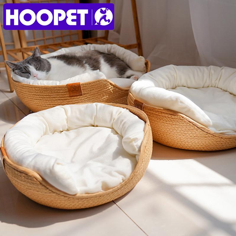 

Furniture HOOPET Four Seasons Pet Bed Kennel for Cat Puppy Dog Beds Sofa Handmade Bamboo Weaving Cat Cozy Nest Pet Accessaries