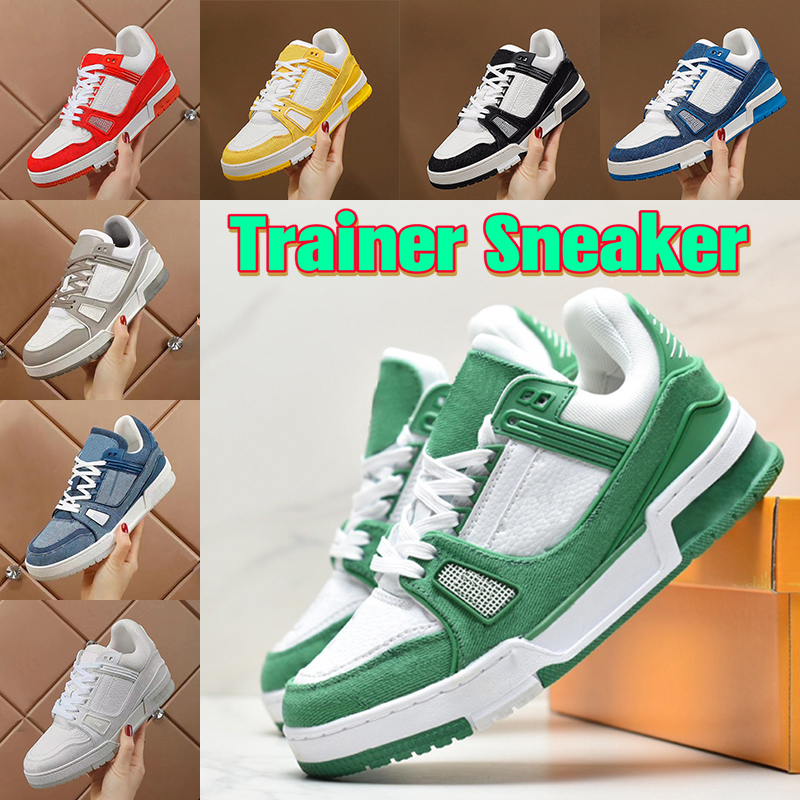 

Trainer 2023 Designer Sneakers Casual Shoes Mens Virgils x 1 Low white embossed red green blue denim royal canvas Black Luxury men women Platform, 6# white blue red