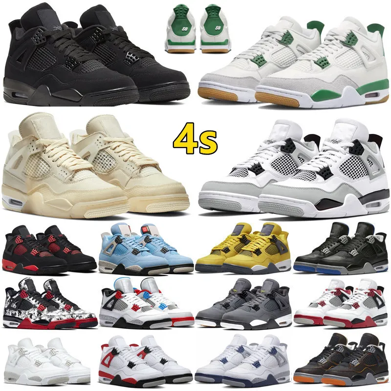 

Bicycle Shoes Jumpman 4 4s Men Women Basketball Shoes Pine Green Military Black Cat Red Thunder White Oreo Unc Blue Sail Bred Infrared