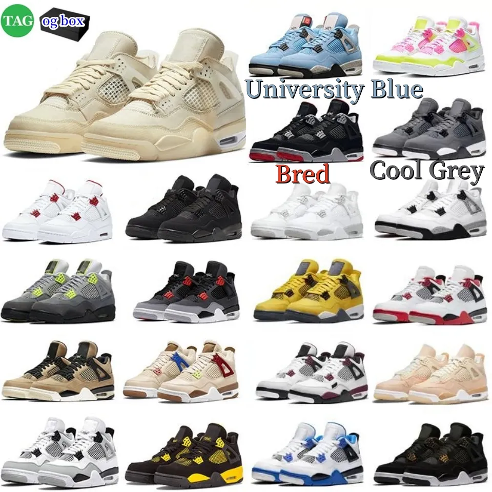 

Bicycle Shoes 2022 Men Women Basketball Shoes 4 4s Red Thunder Sail Black Cat White Oreo Pure Money Infrared Military Metallic Purple