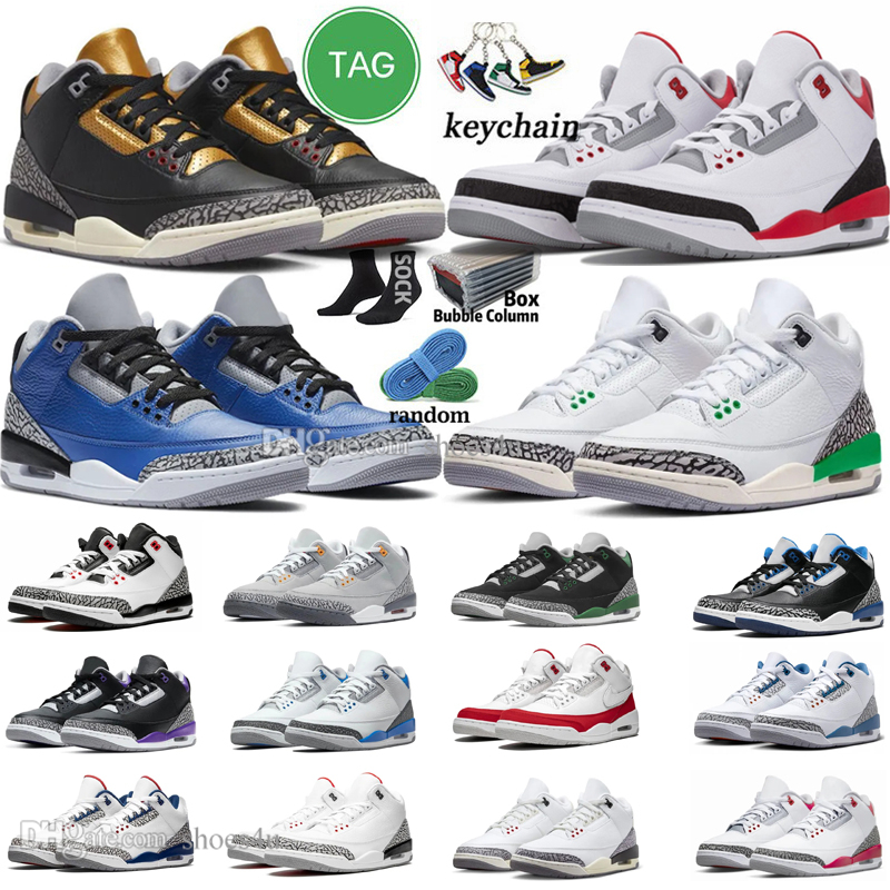 

3 Basketball Shoes for Men Women 3s Lucky Green Pine White Cement Reimagined Hall of Fame Unite Fire Red Cardinal Rust Pink Mocha Mens Womens Trainers Sports Sneakers, Color-8