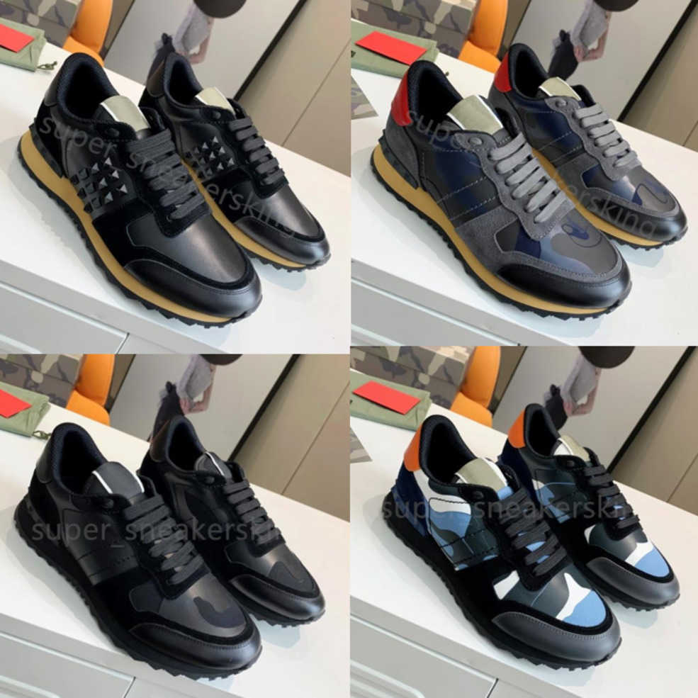 

Flats Valentinoity Designers Sneakers Rivet Camouflage Casual Shoes Studded Suede Stylist Men Shoes Designer Checkered Mesh Camo Fashion Trainers Box size 3