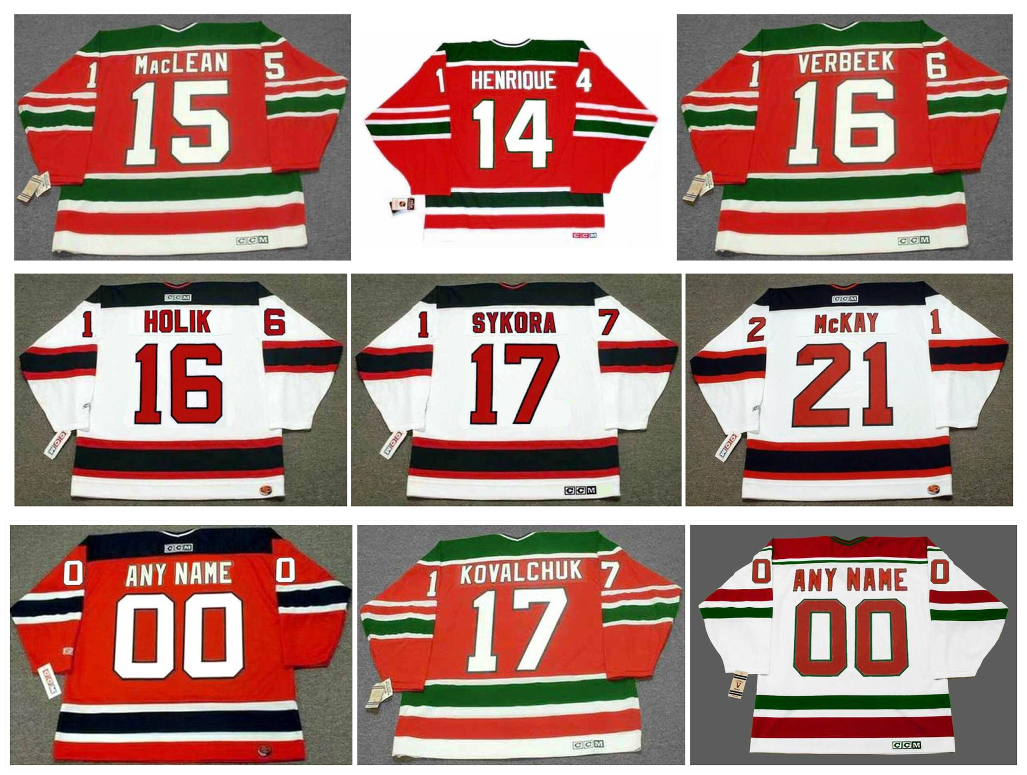 

Devils JOHN MacLEAN New Jersey CCM Throwback Hockey Jersey PAT VERBEEK ADAM HENRIQUE BOBBY HOLIK ILYA KOVALCHUK RANDY McKAY PETR SYKORA Red White Size S-4XL, As pic