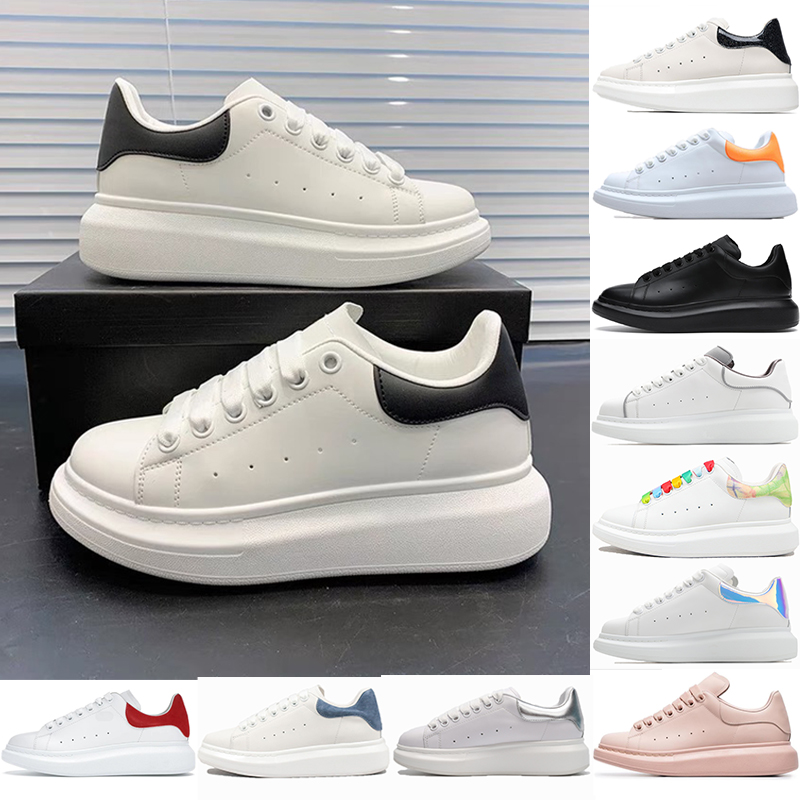 

Designer shoes calfskin oversized platform sneaker mens leathe white black bright orange white reflective red Shock Pink metallic silver womens casual sneakers, 01 white black