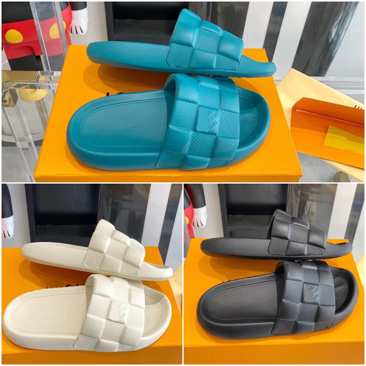 

Waterfront Slippers Designer Pool Pillow Slippers Women Slippers men black Scuff Sandals Mules Sunset Padded Front Strap Fashionable Easy-to-wear Style Size35-45, Color22