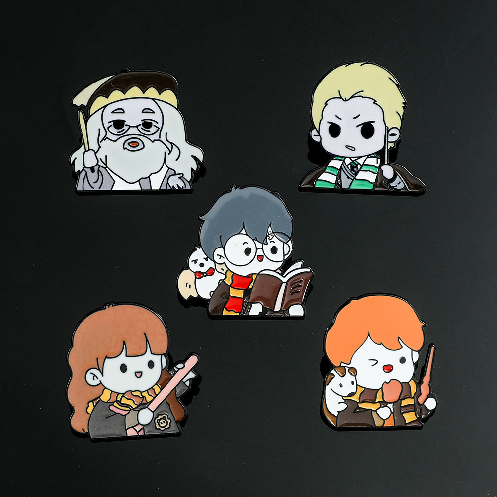 

anime magical school characters brooch pin badge cute Q version creative badge alloy backpack clothing accessories, Mixed colors