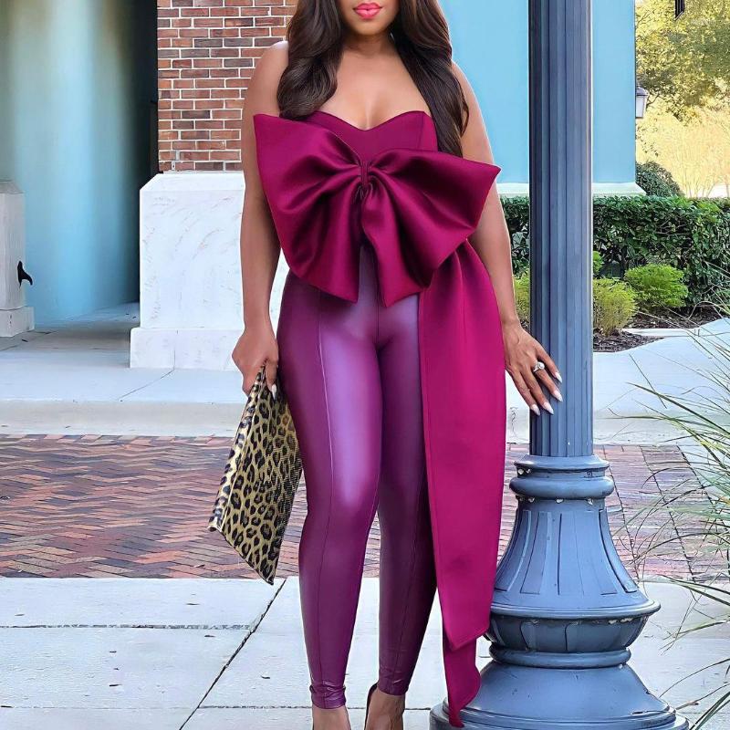 

Women' Blouses Echoine Solid Irregular Big Tie Bow Strapless Shirt Top Afica Elegant Party Evening OL Office Ladies 2023 Design, Red