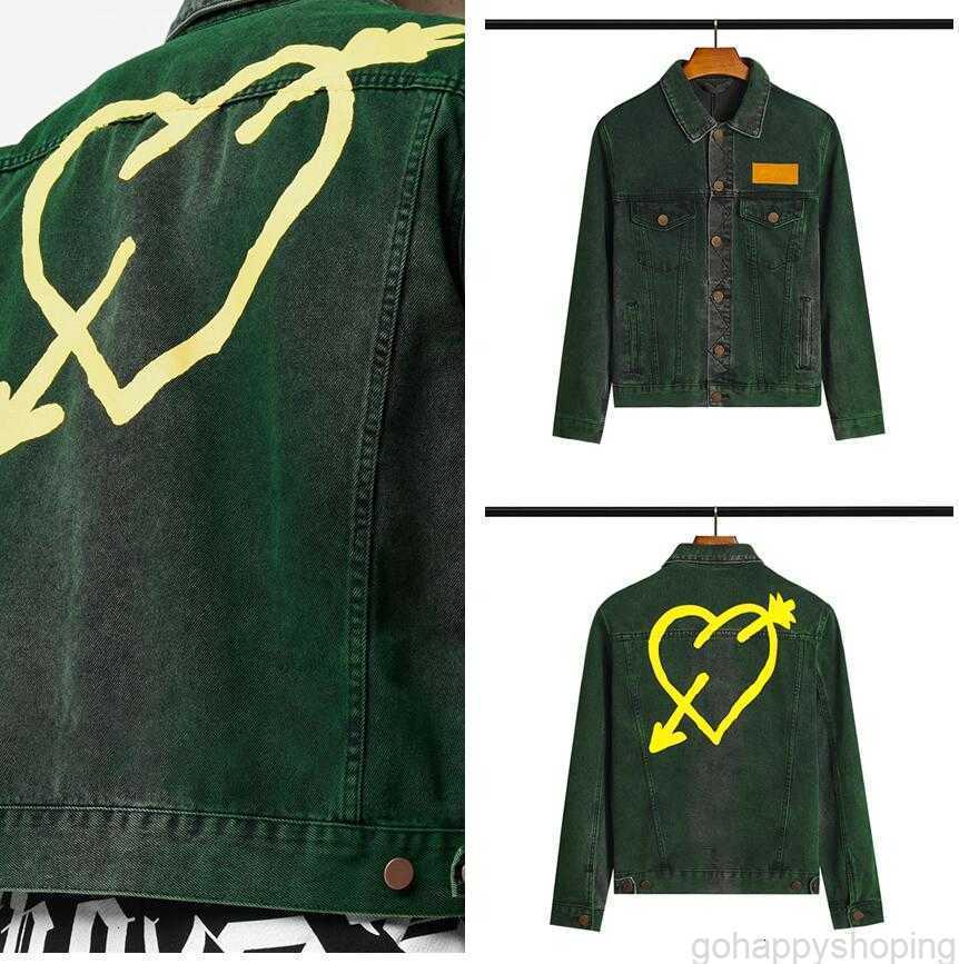 

Men Jacket Palm a Hoodie Designer Green Love Print Denim Tracksuit Palmss Heart Piercing Arrow Denims Jackets Angels Washed Greens Outerwear, I need look separate product
