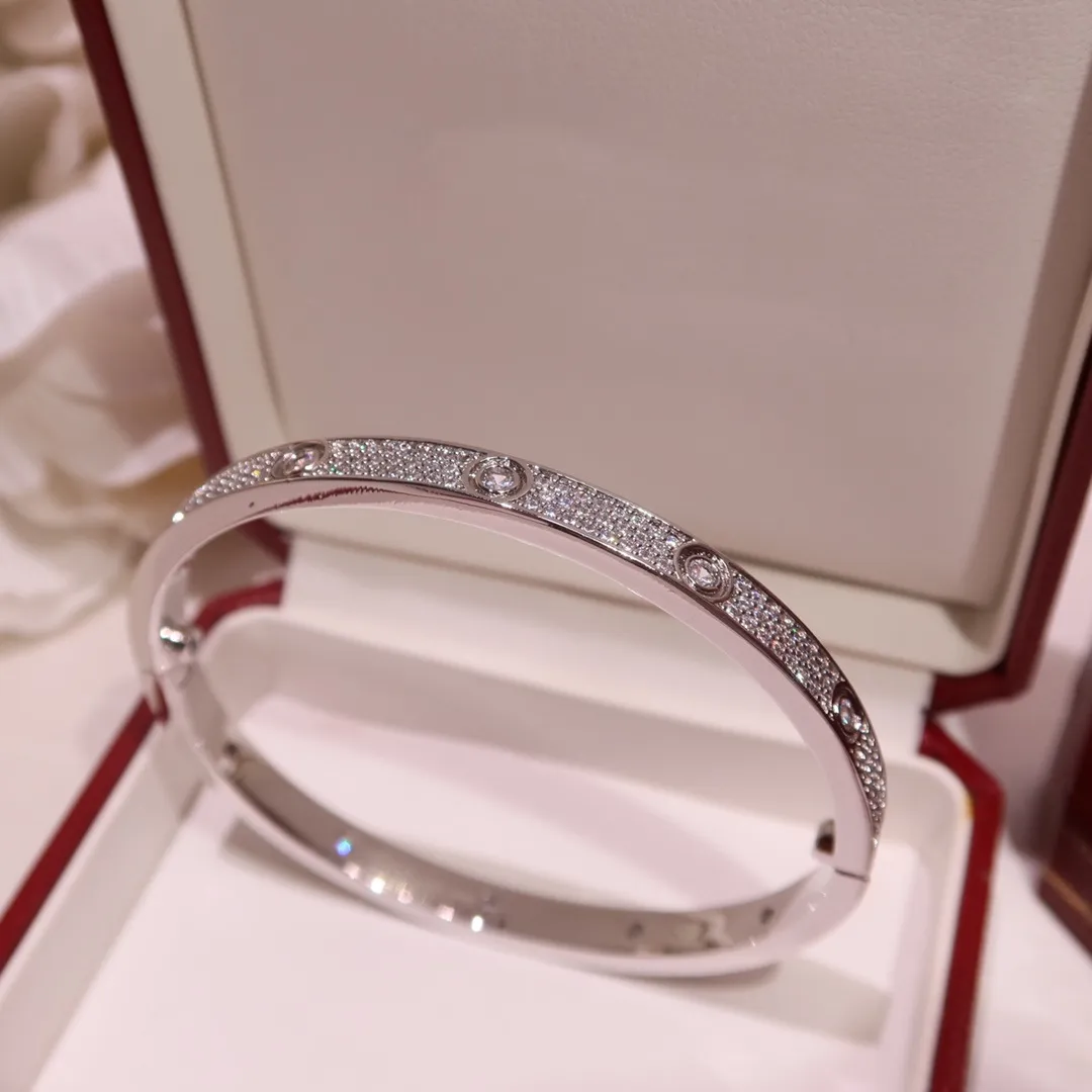 

LOVE Bangle Au 750 18 K Gold Plated Brass Never Fade Jewelry Top Quality Luxury Brand Couple Diamond Bangles Classic Style 5A Bracelet