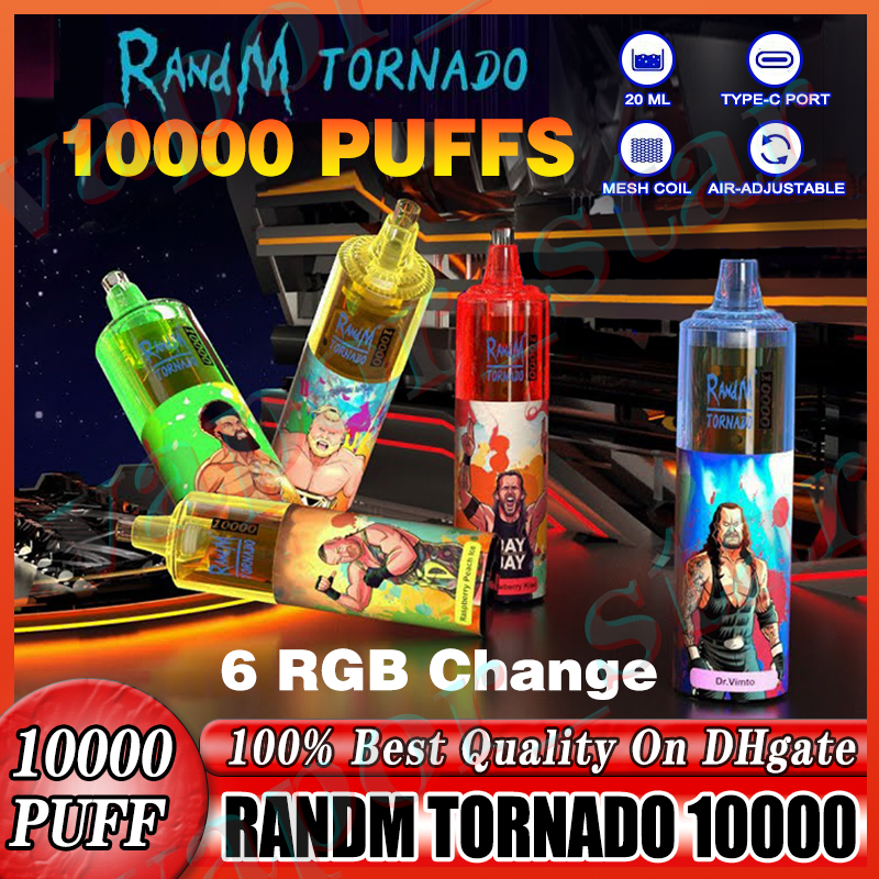 

Original RandM Tornado 10000 Puffs Disposable Vape Pen Disposables Puff 10000 10k E Cigarettes Rechargeable Battery Airflow Control Mesh Coil 20ml Avaible