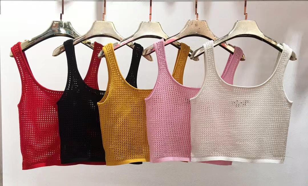 

set PRD03 Openwork cotton crop top knitting Bikini top