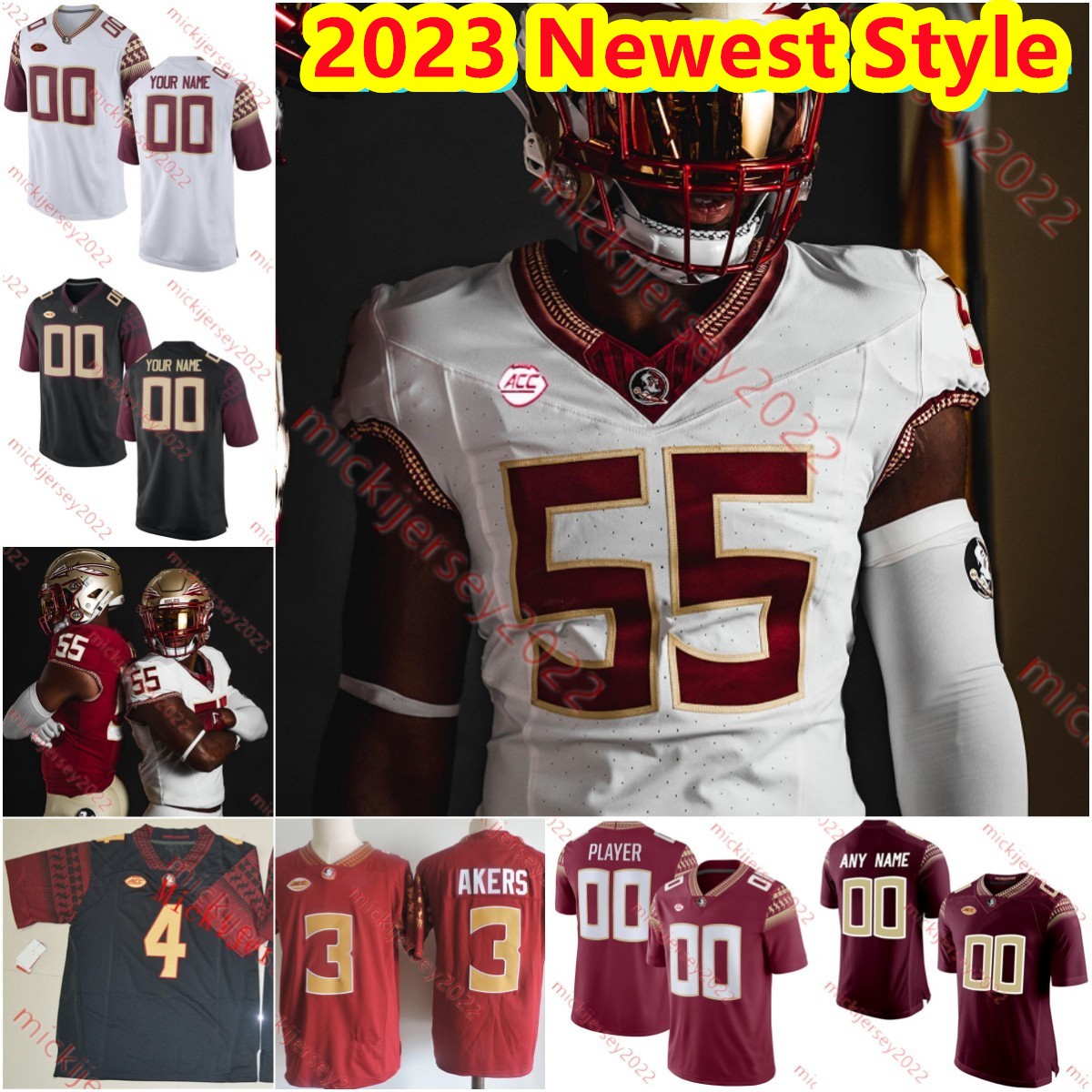 

2023 Newest FSU Football jersey Chris Thompson Dekoda Watson P.J. Williams Marvin Jones Terrell Buckley Chris Weinke Marvin Wilson II Florida State Seminoles jerseys, 2022 white