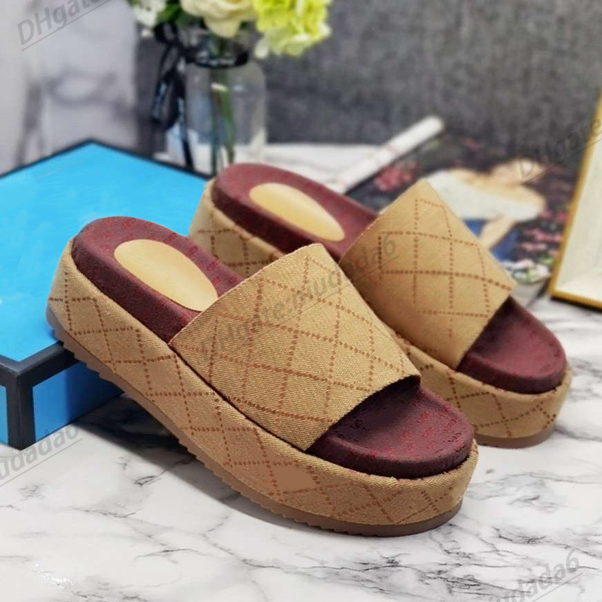 

Unisex slipper designer slide women luxury flatform double G canvas Interlocking sandal flat Embroidered men shoe fast shipping thick platform sandale, #26