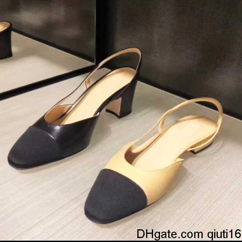 

Dress Shoes Summer Beach Sandals designer shoes Casual fashion 100% leather shoes Belt buckle Thick heel Heels Baotou lady Flat Work Women Dress Shoes, Apricot -high heels