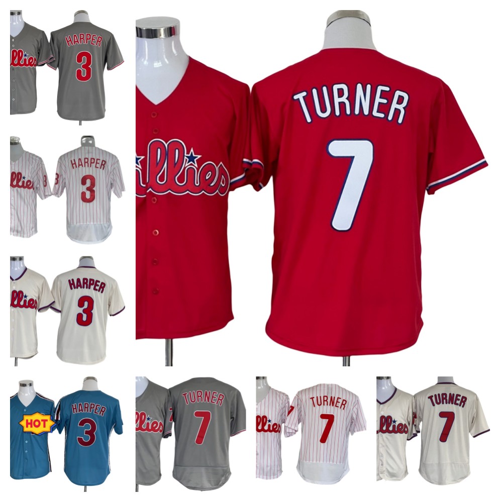 

Top Quality 3 Bryce Harpe 7 Trea Turner S-3XL Philadelphia Baseball jerseys Mens