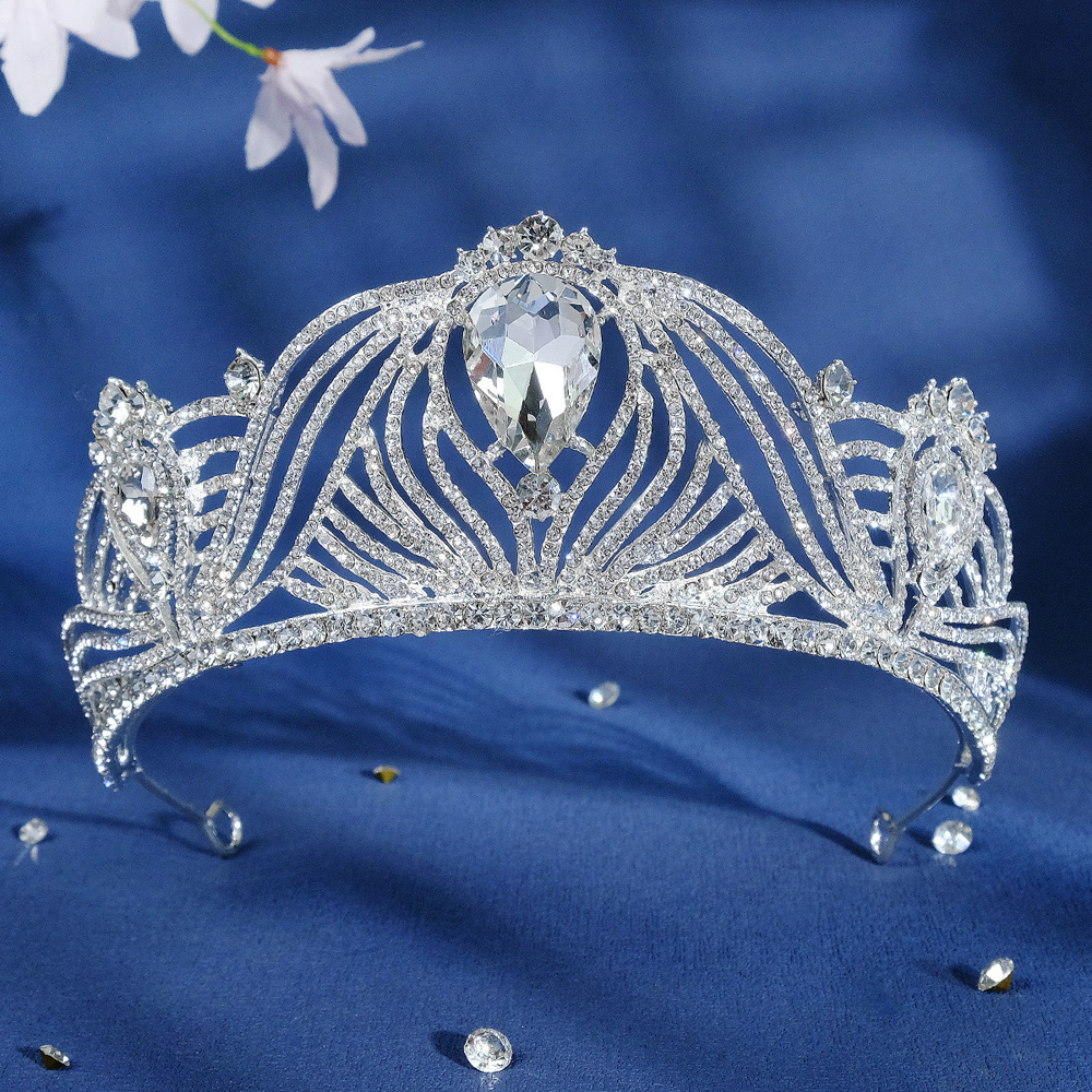 

Wedding Banquet Birthday Party Hair Accessories Light Luxury Celebrity Full Diamond Crown Wedding Style Pan Hair Headwear Bridal Crown