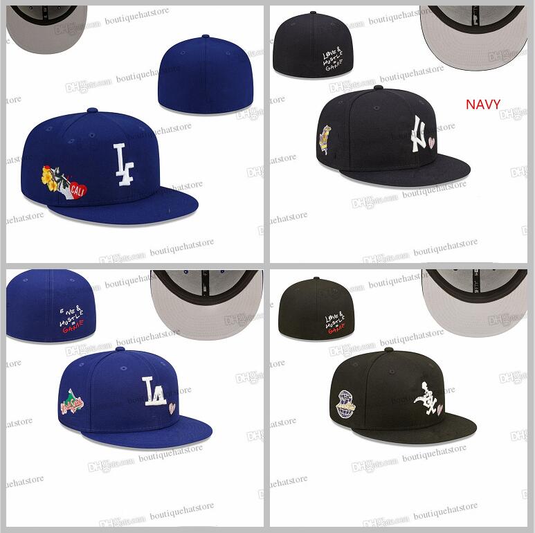

2023 Men's Baseball Fitted Hats Classic Royal Blue Angeles" Hip Hop Chicago Sport Full Closed Hearts Caps Chapeau 1988 Stitch Heart " Series" Love Hustle Flowers Ma3-02