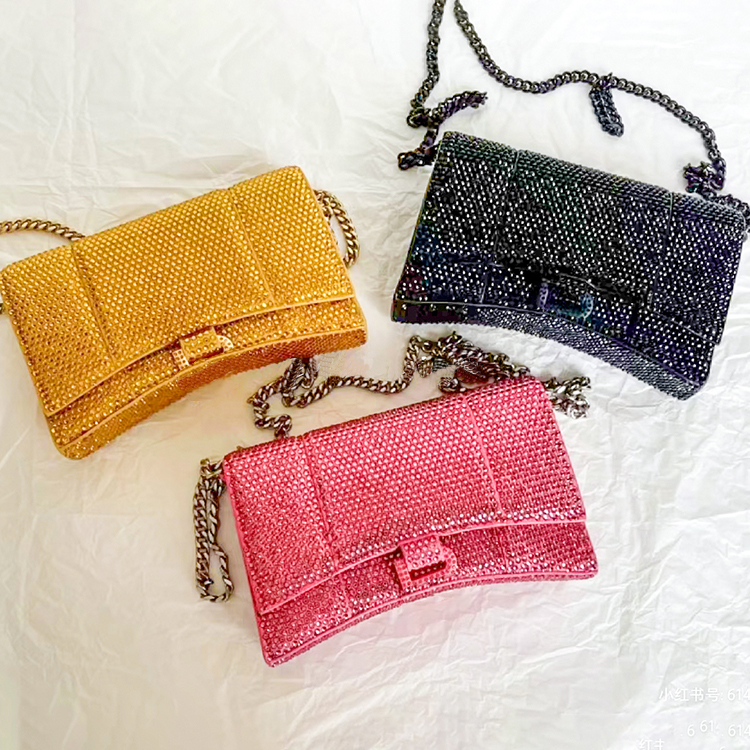 

multi pochette Women's man bag for man hourglass Inlaid rhinestone diamond tote clutch Bags mens crossbody shoulder bags Luxury leather Designer handbag Evening Bag, 2-pink