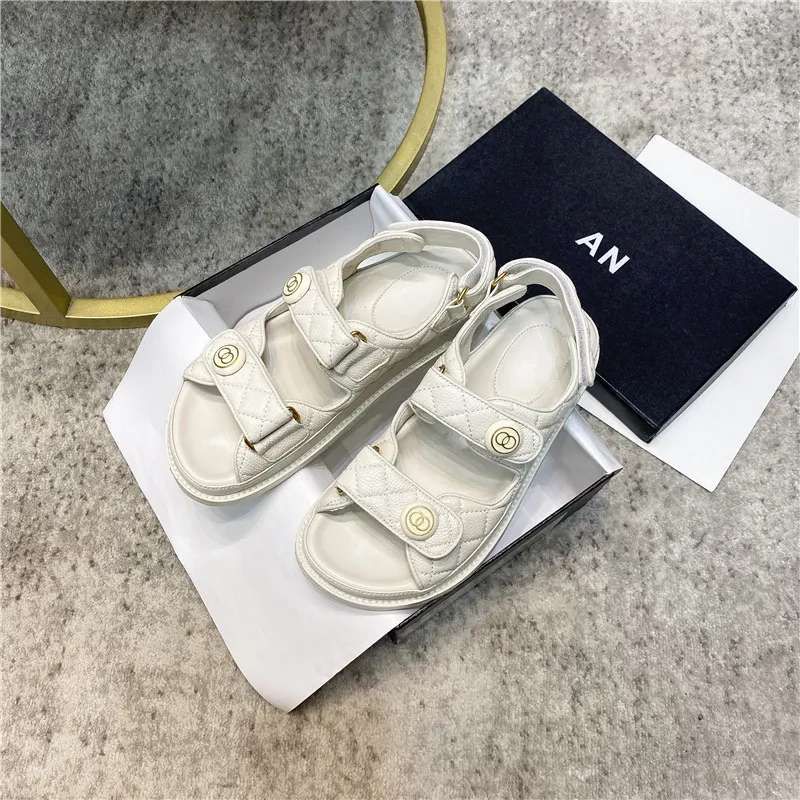 

Designer Women Sandals High Quality Womens Slides Crystal Calf leather Casual shoes quilted Platform Summer Beach Slipper 35-42 With box and Shopping bag, Hunter green