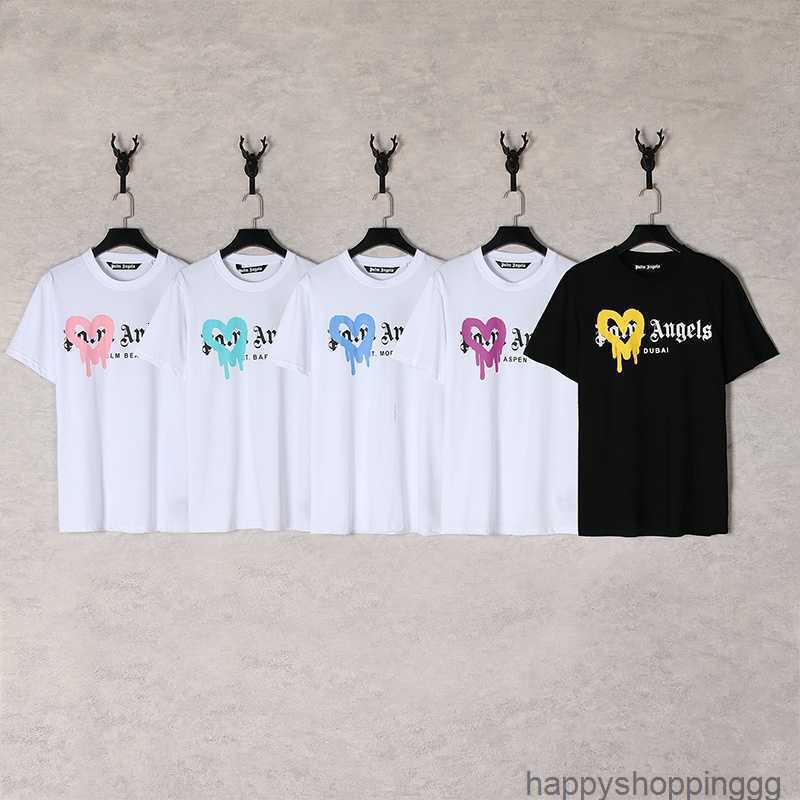 

Men' T shirts Luxury Mens Womens Palms Angles Designer t Shirts Printed Fashion Man T-shirt Top Quality Cotton Casual Tees UnisexU2LK, White purple