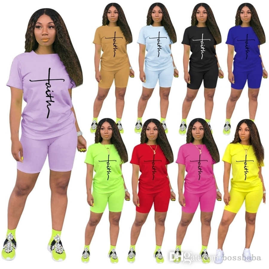 Couleurs solides Femmes Femmes Ajustement Pantalons de shorts en deux pièces Set de jogging Costume Sexy T-Shirt Pantal