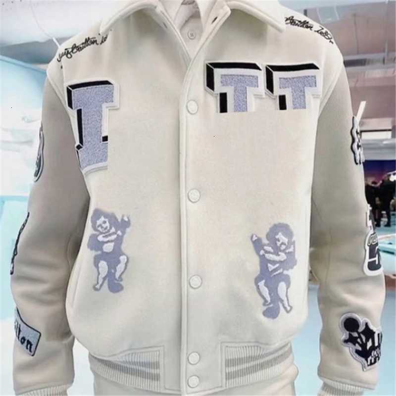 

Flocking Leather Sleeves Baseball Coat Uniform Fashion Jacket High Quality Single Breasted Warm Jackets Couples Women Men Varsity Coats Men's Designer Clothinghlg