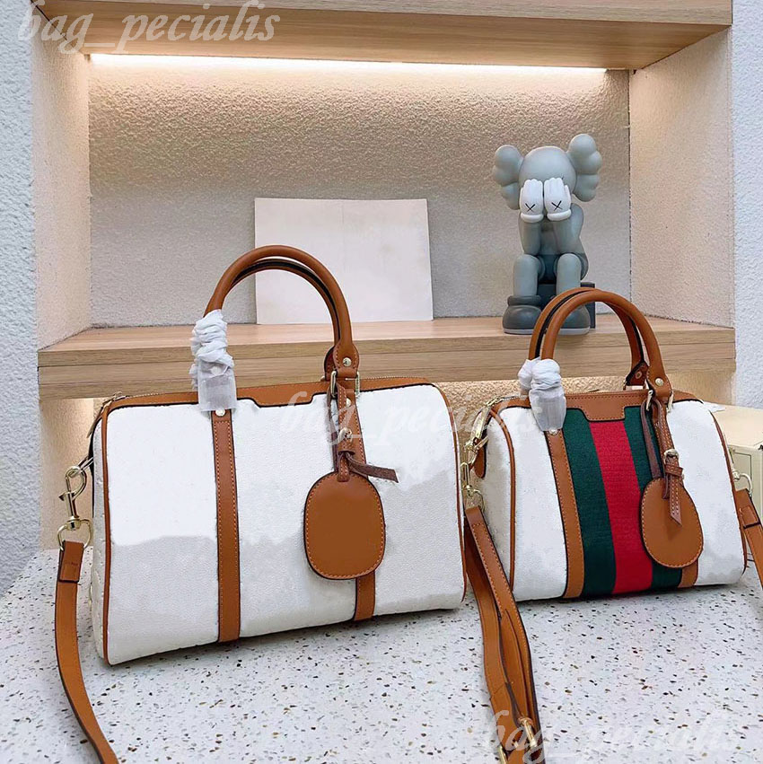 

Designer Bag Boston Bag large carry on duffle bag Retro Printed Travel Bag mens Fashion Versatile Handbag Single Shoulder luggage Travelling Bags Casual handbags, Red small letter printing 24cm