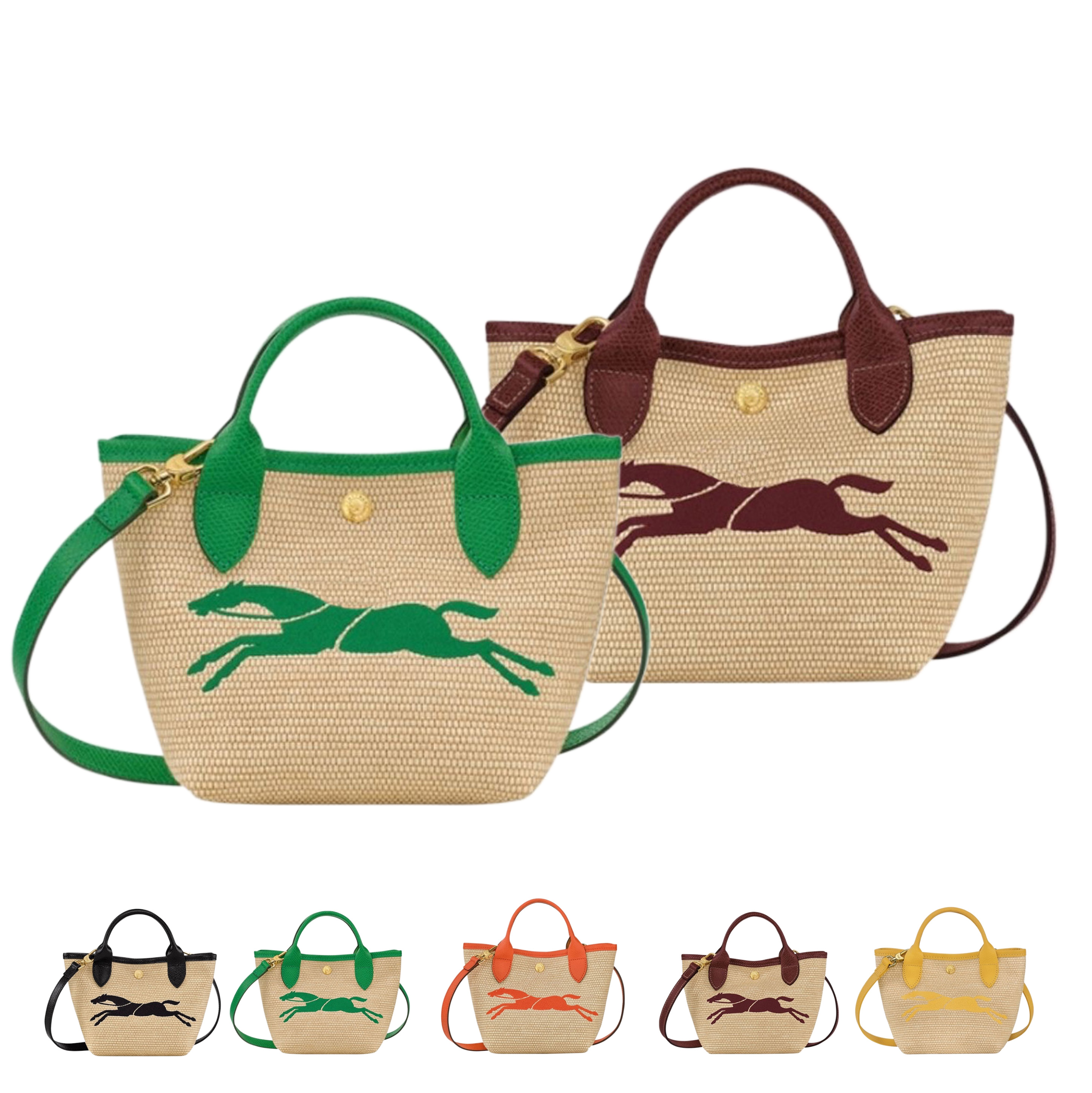 

mirror quality Women weave longchammp designer the tote Bag mens Straw canvas shopping Crossbody Beach clutch bags purse baguette small handbag luxury shoulder bag, Green