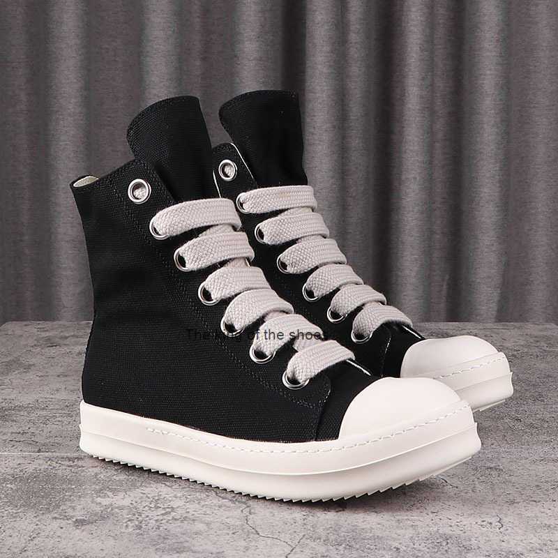 

2023 OG2023 luxury rick designer ro boots shoes owens s High Street Canvas Shoes Jumbo Shoeslace Solid Black Male Sneakers Lace-up Rubber s Women GQYQCasual shoes