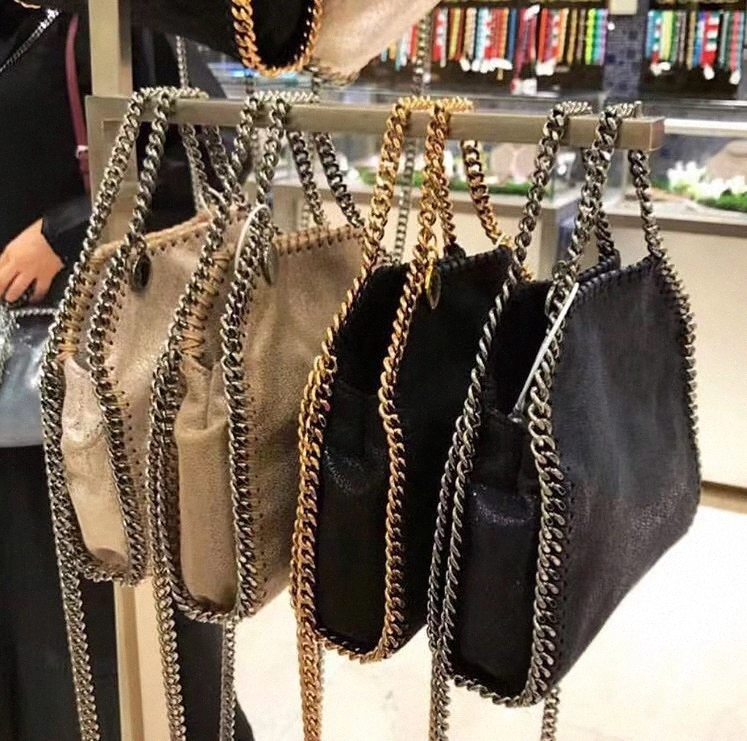 

stella mccartney falabella mini tote bag woman metallic sliver black tiny shopping bag women Handbag leather crossbody Shoulder Bags Wallet purse 15CM u6W7#, 14/gold