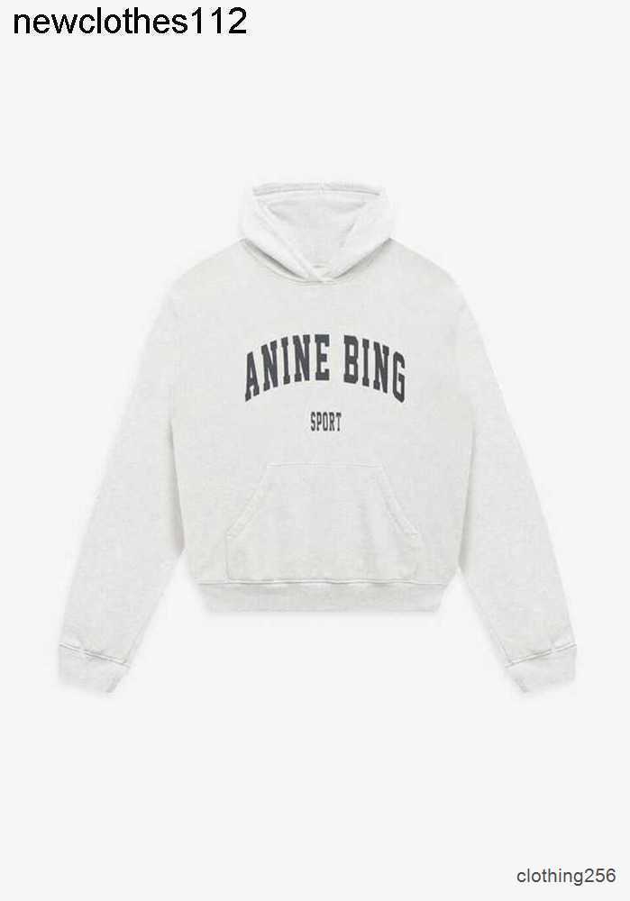 

designer ANINE BING HARVEY Hoodie Women's loose crew neck pull-over polar fleece hoodie gray spring new model, Gray fleece
