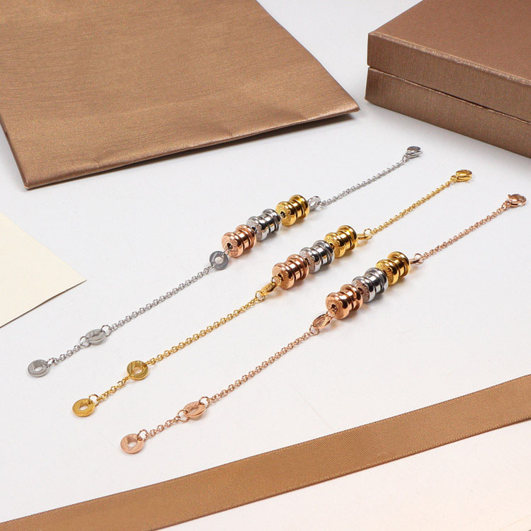 

3 Colors Titanium Steel Women Designer Bangle B Letter Full Rhinestone Spring Pendant Lover Bracelet Fashion Couple Jewelry