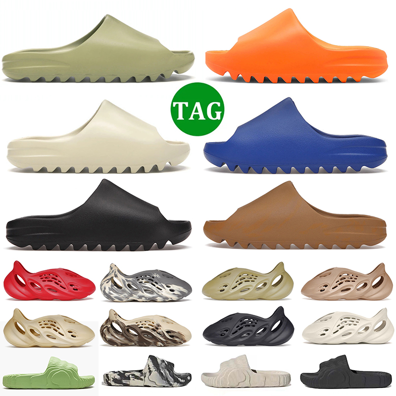 

2023 Fashion Designer Slippers Slide Foam Runner Men Women Slider Onyx Bone Desert Sand Pure Azure Ararat Sulfur Ochre Cream Moon Gray Mens Summer Sandals, 24