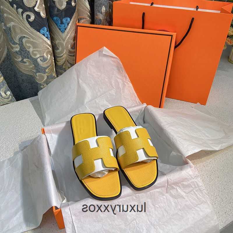 

Slippers h Shoe Orans Slide Leather Beach 2023 Flat High Women Designer Slotted Sandal Trawl Fashion Outwardly Wearing Beach Sandals 6t73