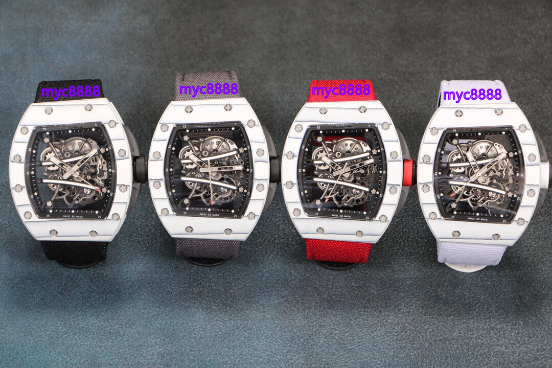 

RM61-01 Watch NTPT white composite carbon fiber material with all-in-one sapphire crystal glass mirror natural rubber strap, As shown