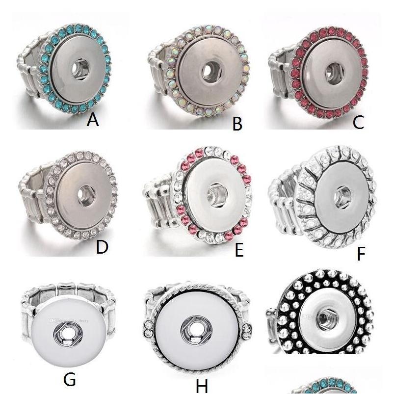 

Cluster Rings Fashion Snap Rhinestone Ring Diy 18Mm Ginger Button Adjustable Stretch Elastic Band Jewelry Drop Delivery Dhisq