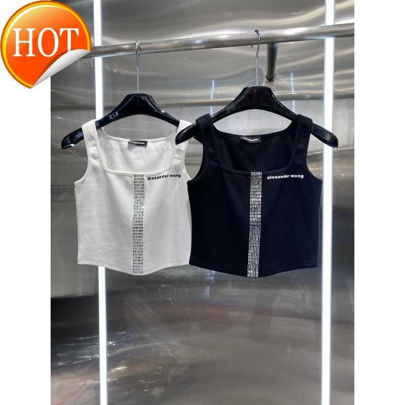 

AW King 23 Spring/Summer New Style Casual Letter Printing with Diamonds Sleeveless Slim Fit Tank Top, White