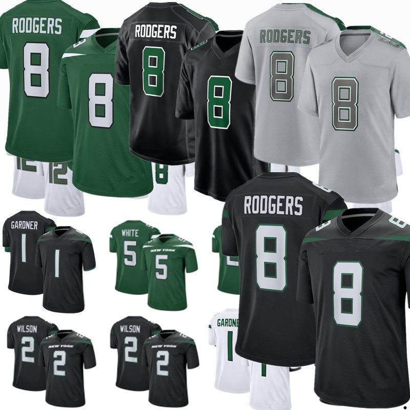 

8 Aaron Rodgers Jersey custom MEN Ahmad Sauce Gardner Garrett Wilson jetes Zach Wilson Breece Hall Allen Lazard Joe Namath Corey Davis Football Jerseys, Color