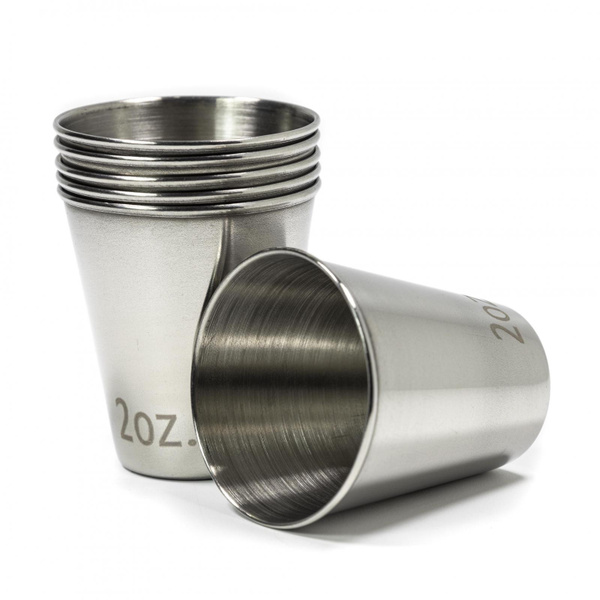 6 pc Stainless Steel Shot Glass Set - An Elegant and Durable Glassware Piece for Shooting Serving Liquor Drinks-image-862892823