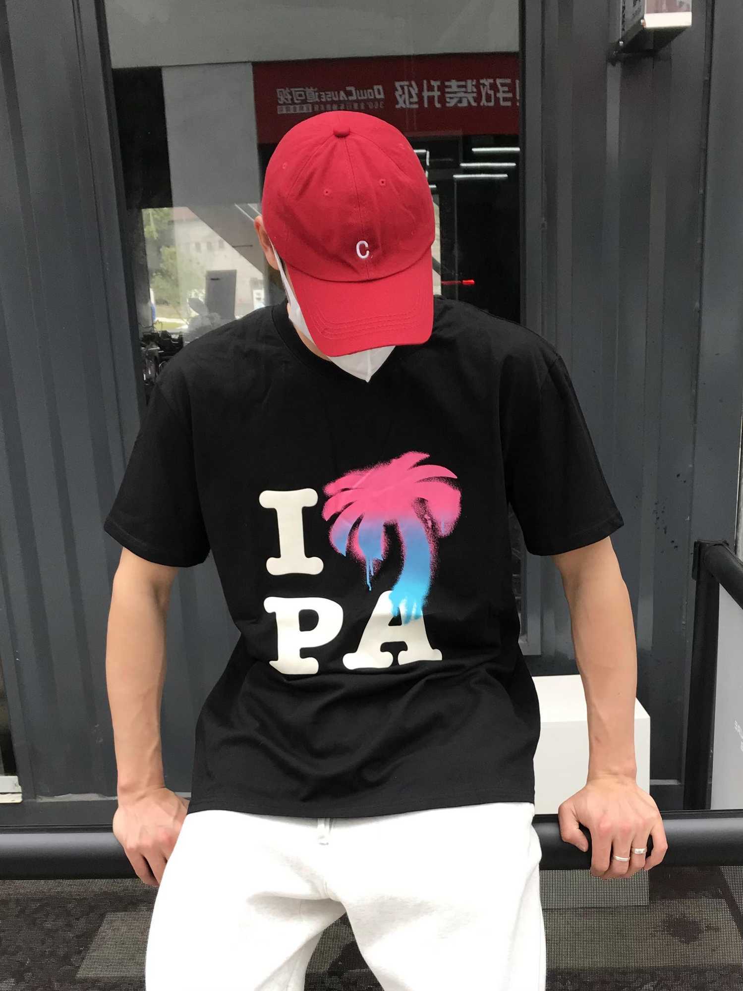 

Designer Fashion Clothing PA Tees TShirts Palmes Angels Colorful Coconut Letter Foam Print Summer Men's Women's Short Sleeve Casual T-shirt Trend Streetwear Tops, Black