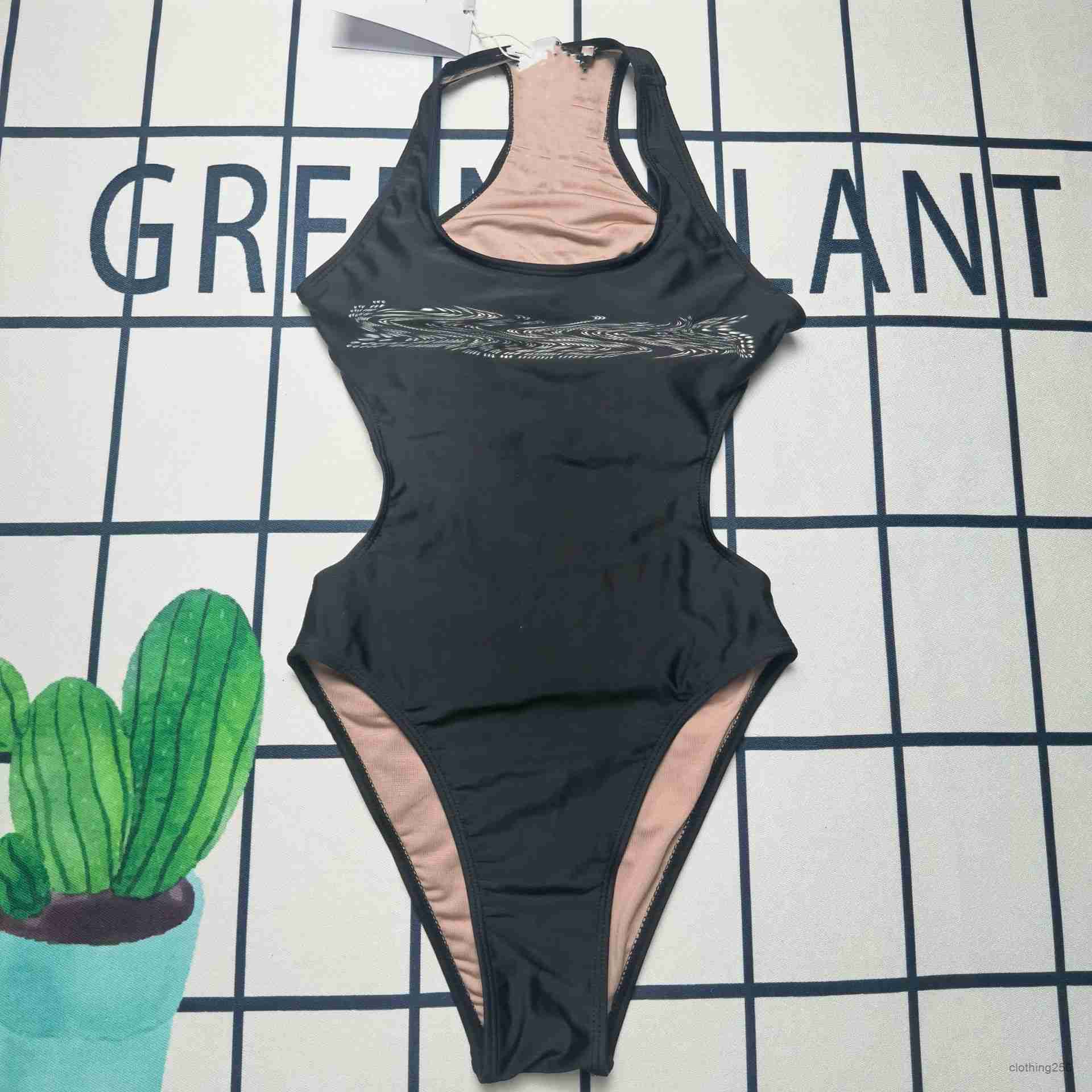 Designer summer fashion high quality swimwear A wang High-end luxury casual brand swimsuit lady King one-piece bikini solid color sexy open back-image-879157931