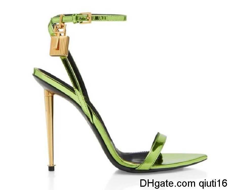 

Dress Shoes Elegant Brand Women Shoes Padlock Pointy Naked Sandals Shoes Hardware Lock and key Woman Metal Stiletto Heel Party Dress Wedding EU35-43