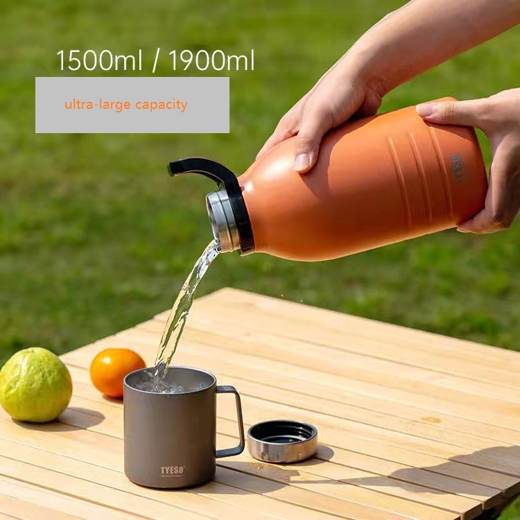 

Drinkware Water Bottles New style stainless steel insulation cup 1500ml 1900ml large capacity outdoor sports kettle men's and women's pot belly straw cup bottle BY dhl, Orange