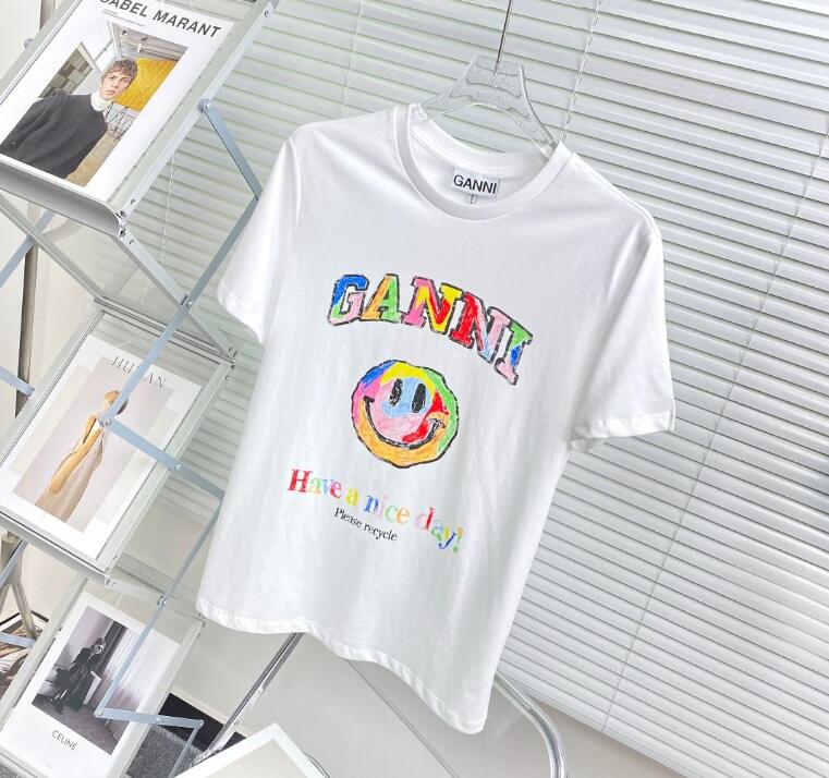 

white classic designer t shirt summer short sleeve GANNI women tshirt tee
