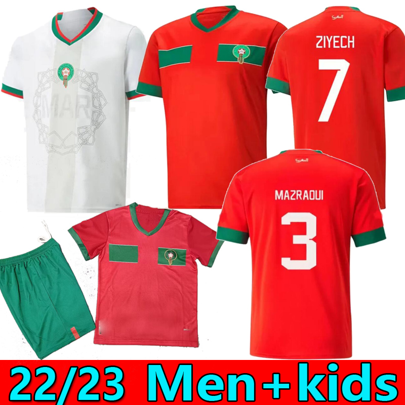 

2022 World Cup Morocco soccer jerseys HAKIMI home away White green ZIYECH 22 23 maillot de foot Ziyech Boufal FAJR Munir Ait Bennasser Amrabat kids kit football shirts, 2022 away